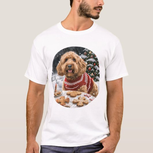 Kerst Goldendoodle Honden T-shirt (Voorkant)
