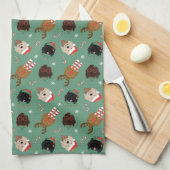 Kerst Goldendoodle Honden Theedoek (Quarter Fold)