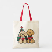 Kerst Goldendoodle Honden Tote Bag (Achterkant)