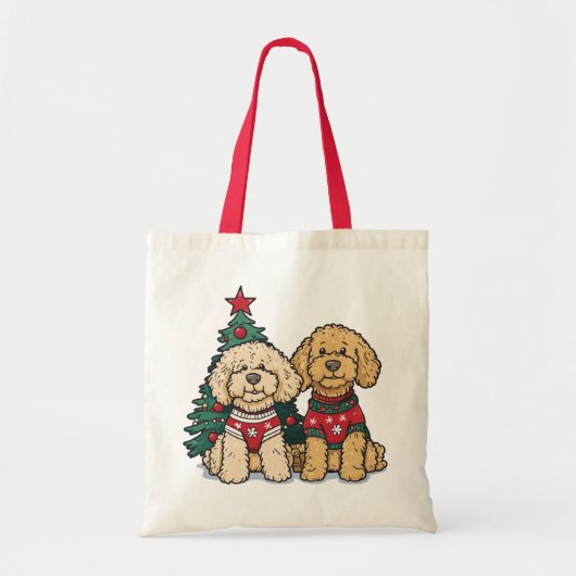 Kerst Goldendoodle Honden Tote Bag (Voorkant)