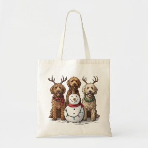 Kerst Goldendoodle Honden Tote Bag