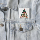 Kerst Goldendoodle Honden Vierkante Button 5,1 Cm (In situ)