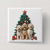 Kerst Goldendoodle Honden Vierkante Button 5,1 Cm (Voorkant)
