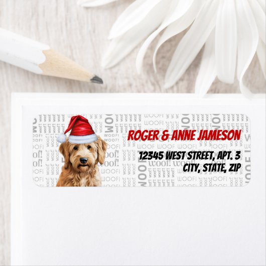 Kerst Goldendoodle Hondenliefhebber Retouradres Etiket (Insitu)
