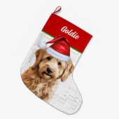 Kerst Goldendoodle met de naam van de hond Grote Kerstsok (Voorkant (Hangend))
