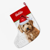 Kerst Goldendoodle met de naam van de hond Grote Kerstsok (Achterkant (Hangend))