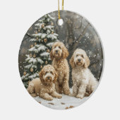 Kerst Goldendoodle Puppies Keramisch Ornament (Links)