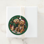 Kerst Goldendoodle Puppy Honden Bedankjes Labels (In situ)