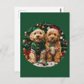 Kerst Goldendoodle Puppy Honden Briefkaart (Voorkant / Achterkant)