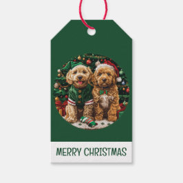 Kerst Goldendoodle Puppy Honden Cadeaulabel