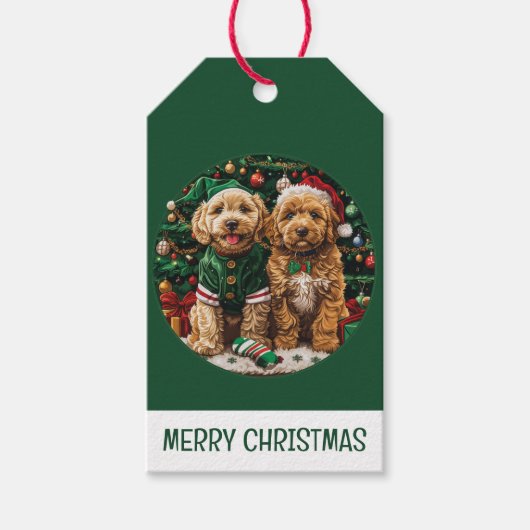 Kerst Goldendoodle Puppy Honden Cadeaulabel
