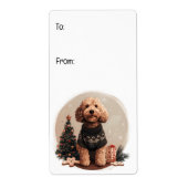 Kerst Goldendoodle Puppy Honden Etiket (Voorkant)