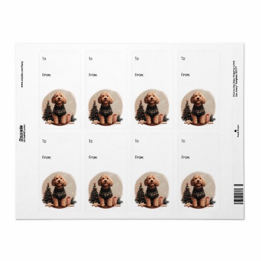 Kerst Goldendoodle Puppy Honden Etiket (Full Sheet)