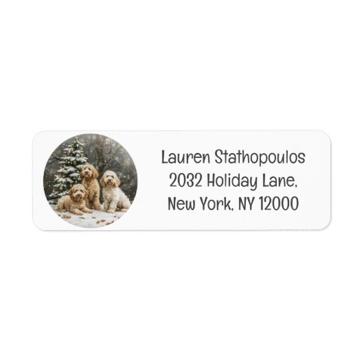 Kerst Goldendoodle Puppy Honden Etiket (Voorkant)