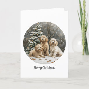 Kerst Goldendoodle Puppy Honden Feestdagen Kaart