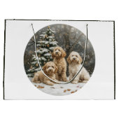 Kerst Goldendoodle Puppy Honden Groot Cadeauzakje (Achterkant)