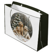 Kerst Goldendoodle Puppy Honden Groot Cadeauzakje (Achterkant Gekanteld)