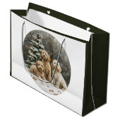 Kerst Goldendoodle Puppy Honden Groot Cadeauzakje (Voorkant Gekanteld)