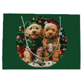 Kerst Goldendoodle Puppy Honden Groot Cadeauzakje (Achterkant)