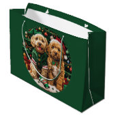 Kerst Goldendoodle Puppy Honden Groot Cadeauzakje (Achterkant Gekanteld)