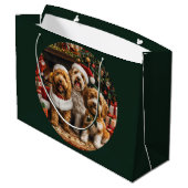 Kerst Goldendoodle Puppy Honden Groot Cadeauzakje (Achterkant Gekanteld)