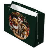 Kerst Goldendoodle Puppy Honden Groot Cadeauzakje (Voorkant Gekanteld)