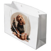 Kerst Goldendoodle Puppy Honden Groot Cadeauzakje (Achterkant Gekanteld)