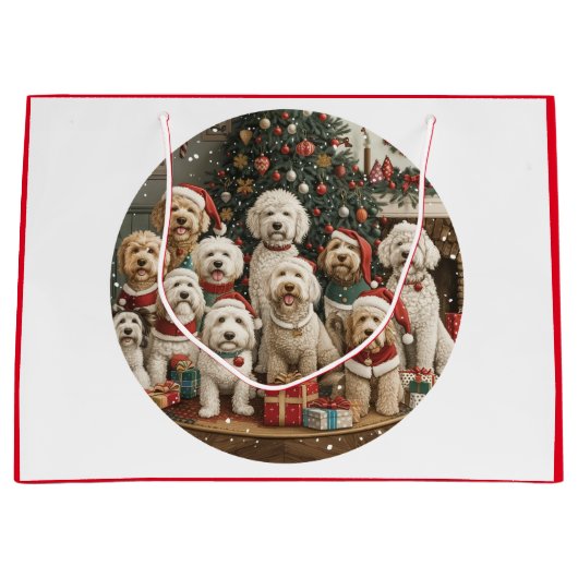 Kerst Goldendoodle Puppy Honden Groot Cadeauzakje (Voorkant)