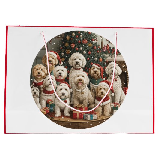 Kerst Goldendoodle Puppy Honden Groot Cadeauzakje (Achterkant)