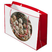 Kerst Goldendoodle Puppy Honden Groot Cadeauzakje (Achterkant Gekanteld)