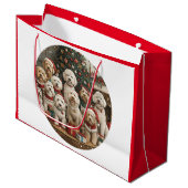 Kerst Goldendoodle Puppy Honden Groot Cadeauzakje (Voorkant Gekanteld)