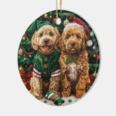 Kerst Goldendoodle Puppy Honden Keramisch Ornament (Links)