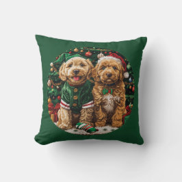 Kerst Goldendoodle Puppy Honden Kussen