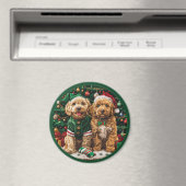 Kerst Goldendoodle Puppy Honden Magneet (Insitu (Vaatwasser))