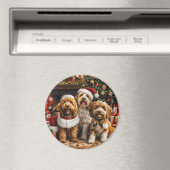 Kerst Goldendoodle Puppy Honden Magneet (Insitu (Vaatwasser))