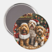 Kerst Goldendoodle Puppy Honden Magneet (Voorkant / Achterkant)