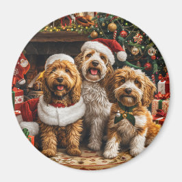Kerst Goldendoodle Puppy Honden Magneet