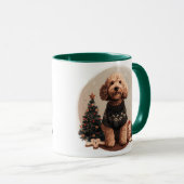 Kerst Goldendoodle Puppy Honden Mok (Voorkant rechts)
