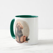 Kerst Goldendoodle Puppy Honden Mok (Voorkant links)