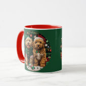 Kerst Goldendoodle Puppy Honden Mok (Voorkant links)