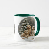 Kerst Goldendoodle Puppy Honden Mok (Voorkant rechts)