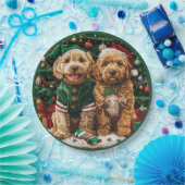 Kerst Goldendoodle Puppy Honden Papieren Bordje (Feest)