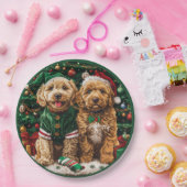 Kerst Goldendoodle Puppy Honden Papieren Bordje (Feest)