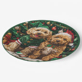 Kerst Goldendoodle Puppy Honden Papieren Bordje (Gekanteld)