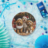 Kerst Goldendoodle Puppy Honden Papieren Bordje (Feest)