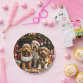Kerst Goldendoodle Puppy Honden Papieren Bordje (Feest)