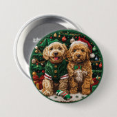 Kerst Goldendoodle Puppy Honden Ronde Button 7,6 Cm (Voorkant /achterkant)