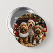 Kerst Goldendoodle Puppy Honden Ronde Button 7,6 Cm (Voorkant /achterkant)