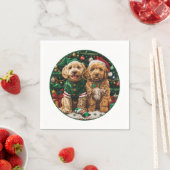 Kerst Goldendoodle Puppy Honden Servet (Insitu)