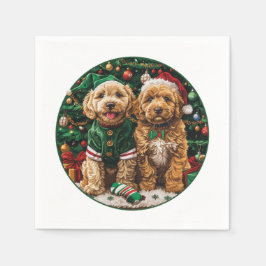 Kerst Goldendoodle Puppy Honden Servet